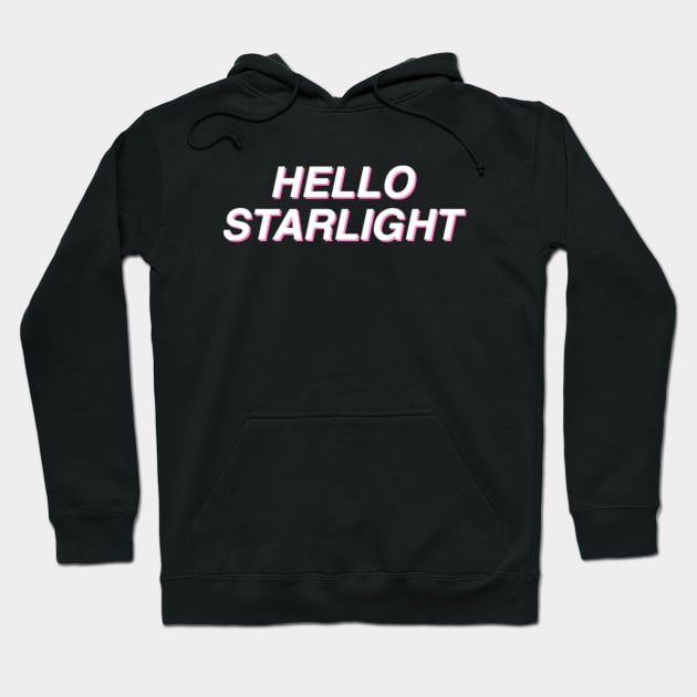 Hello Starlight! - White on Black Hoodie by mareescatharsis